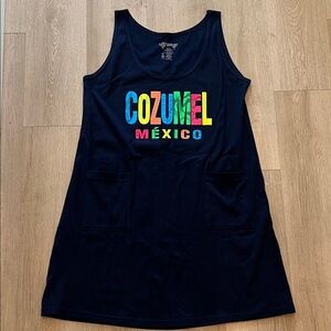 Cozumel Mexico navy blue slip on cover up dress